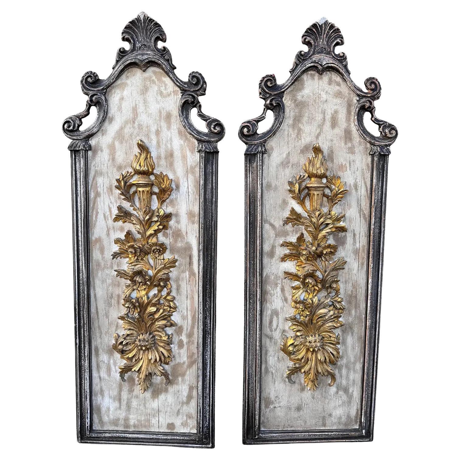 Pair of Antique Italian Carved Wall Panels