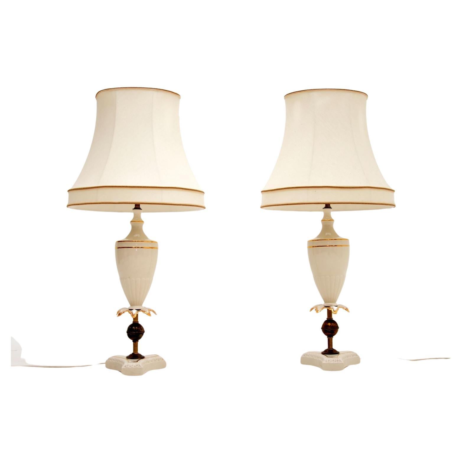 Pair of Antique Italian Ceramic Table Lamps For Sale