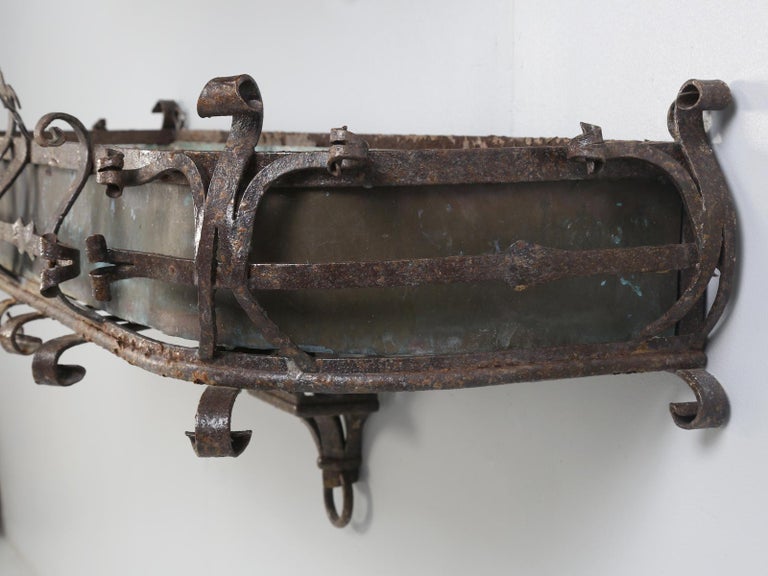 Pair of Antique Italian Copper and Steel Window Boxes, 2 Pairs