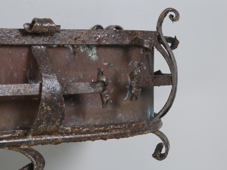 Pair of Antique Italian Copper and Steel Window Boxes, 2 Pairs