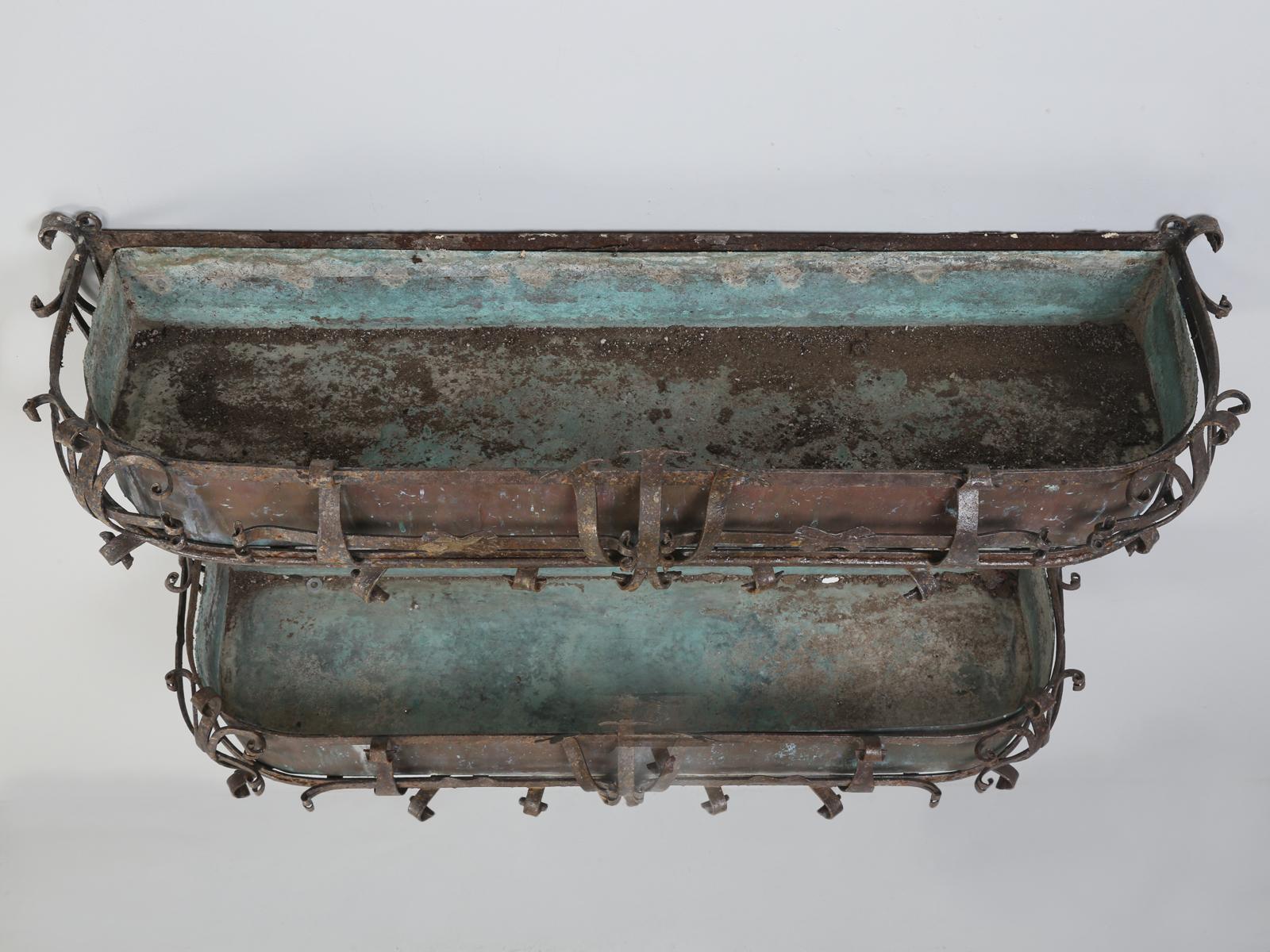 Pair of Antique Italian Copper and Steel Window Boxes, 2 Pairs Available 11