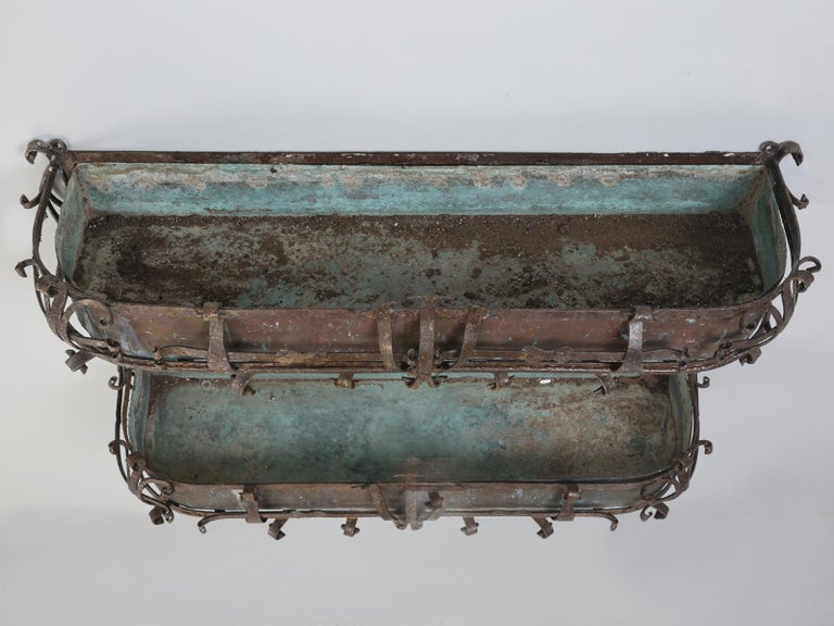 Pair of Antique Italian Copper and Steel Window Boxes, 2 Pairs