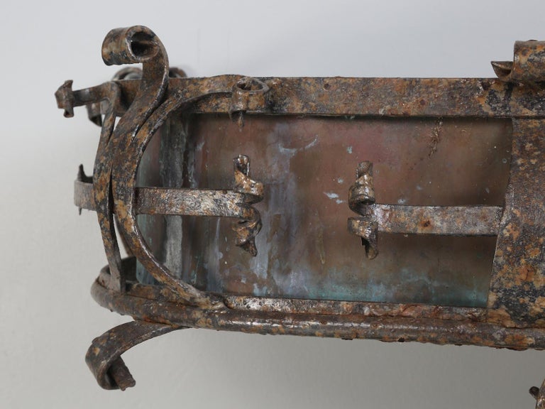 Pair of Antique Italian Copper and Steel Window Boxes, 2 Pairs