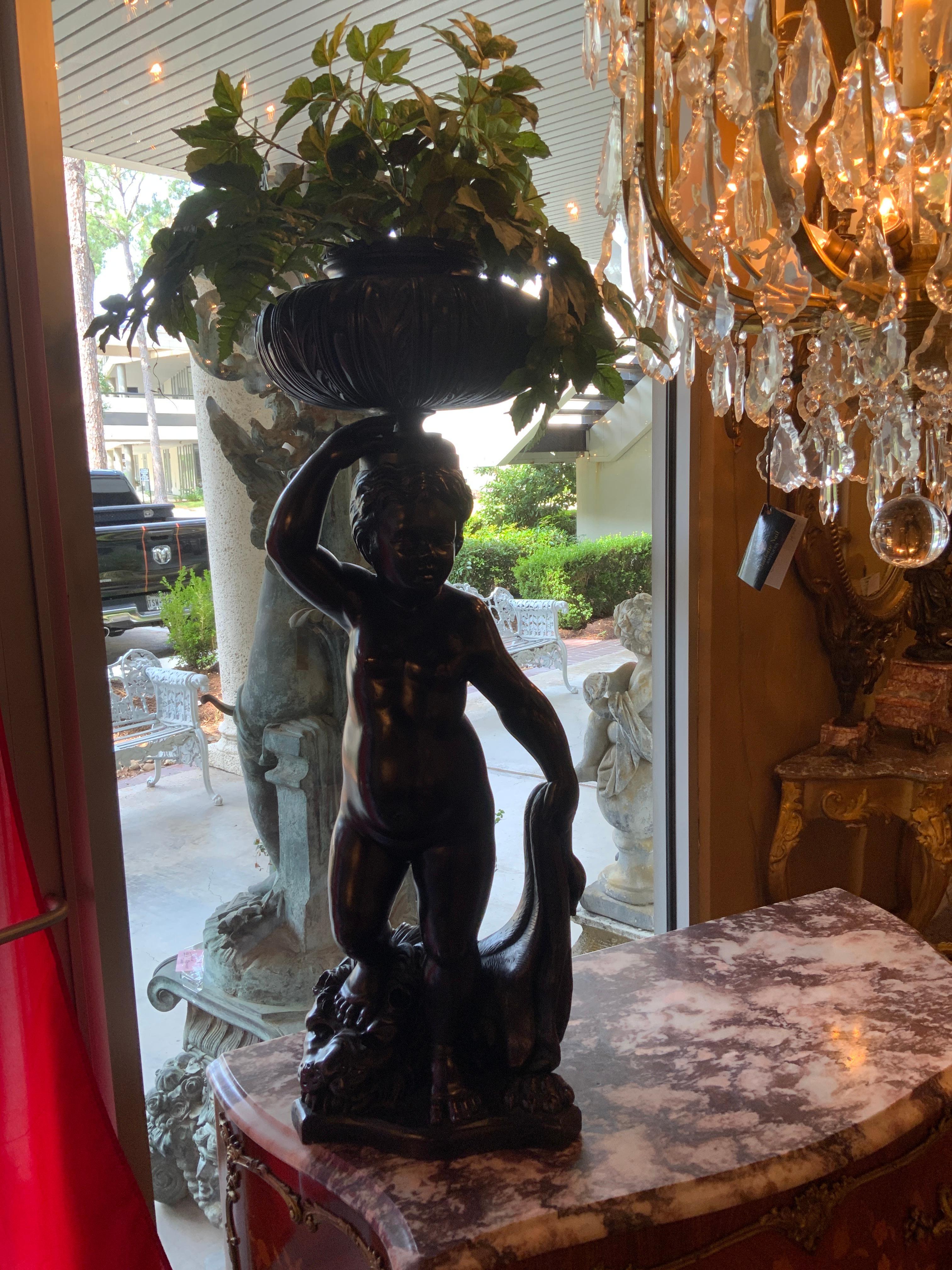 Pareja de Figuras/ Jardineras antiguas italianas talladas en madera ebonizada en venta 4