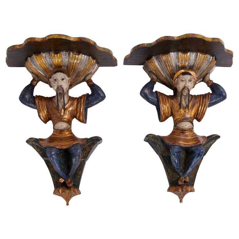 Hand-Carved Wall Brackets