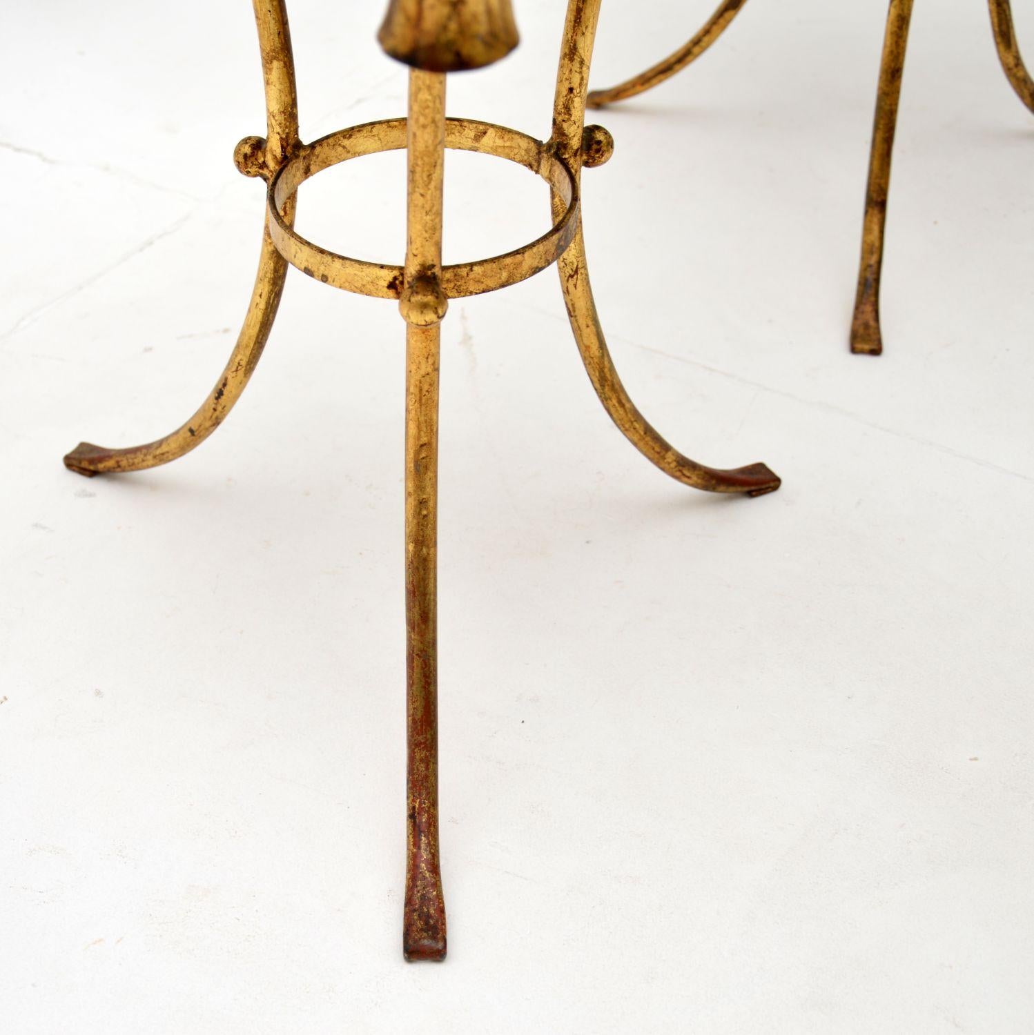 Pair of Antique Italian Gilt Metal and Marble Side Tables For Sale 5