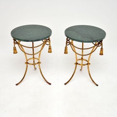 Pair of Antique Italian Gilt Metal and Marble Side Tables