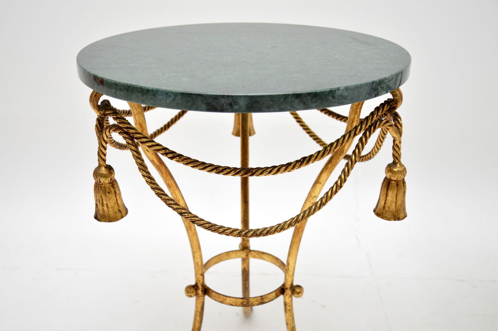 Pair of Antique Italian Gilt Metal and Marble Side Tables For Sale 1