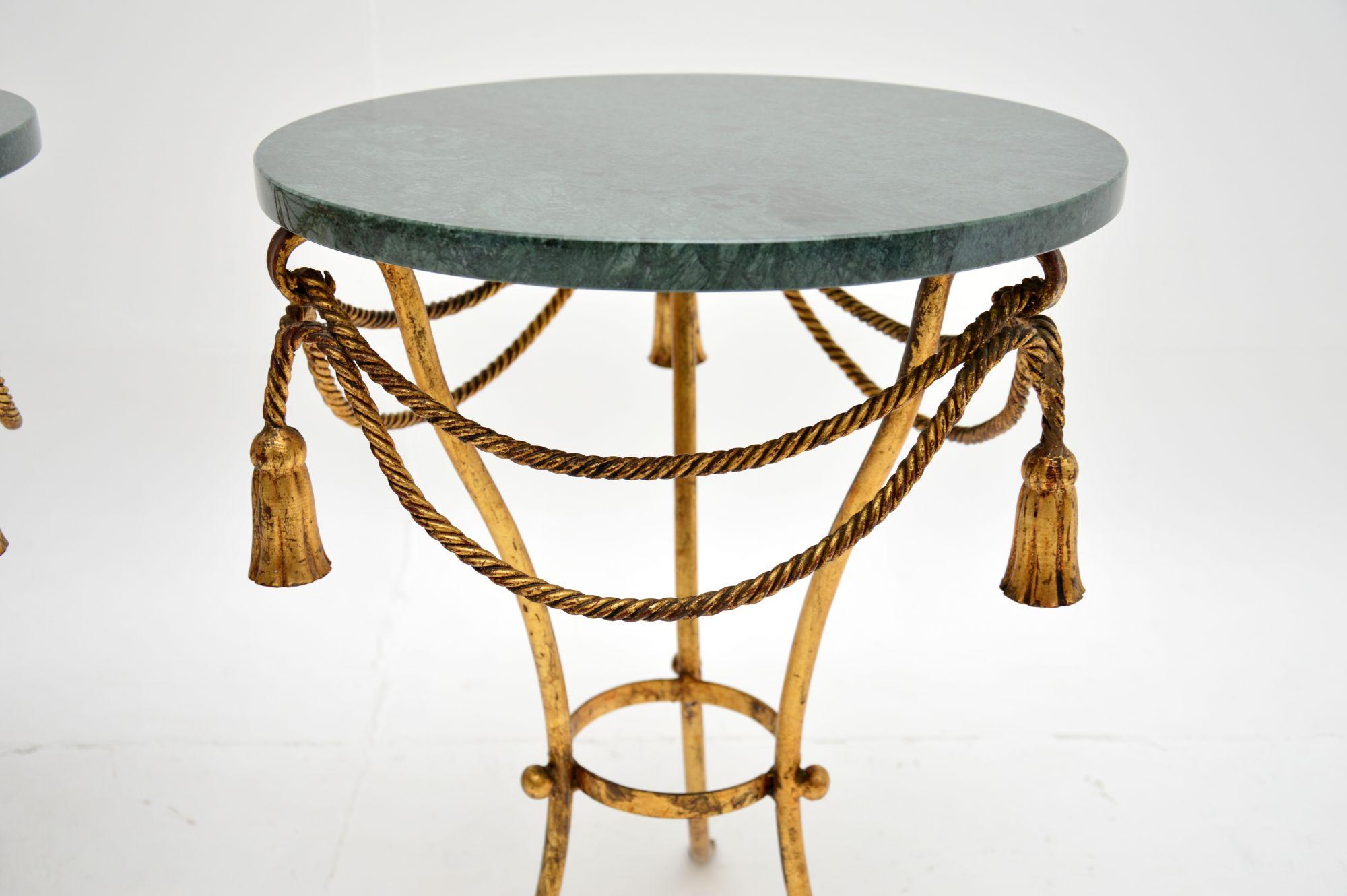 Pair of Antique Italian Gilt Metal and Marble Side Tables For Sale 2