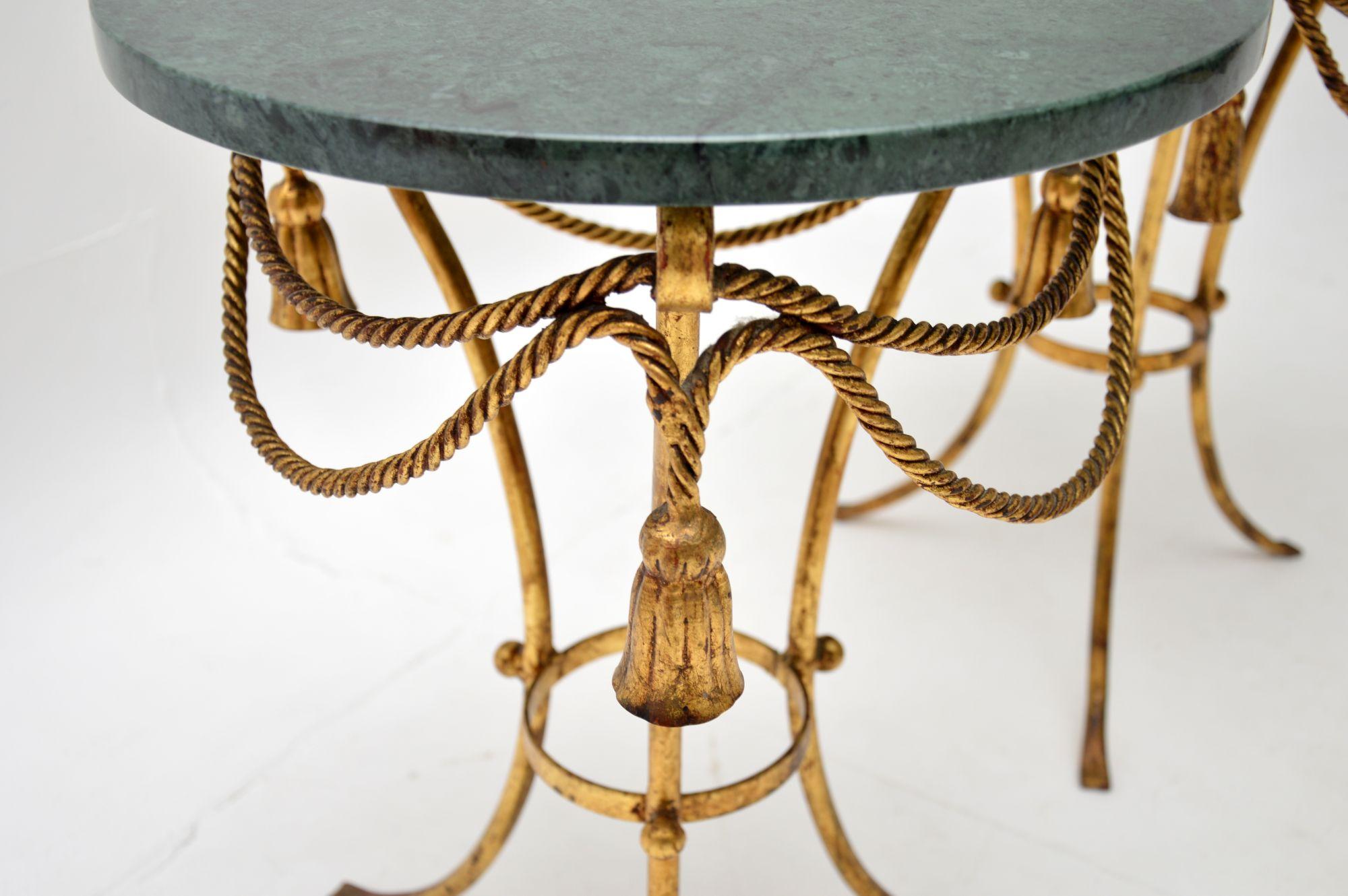Pair of Antique Italian Gilt Metal and Marble Side Tables For Sale 3