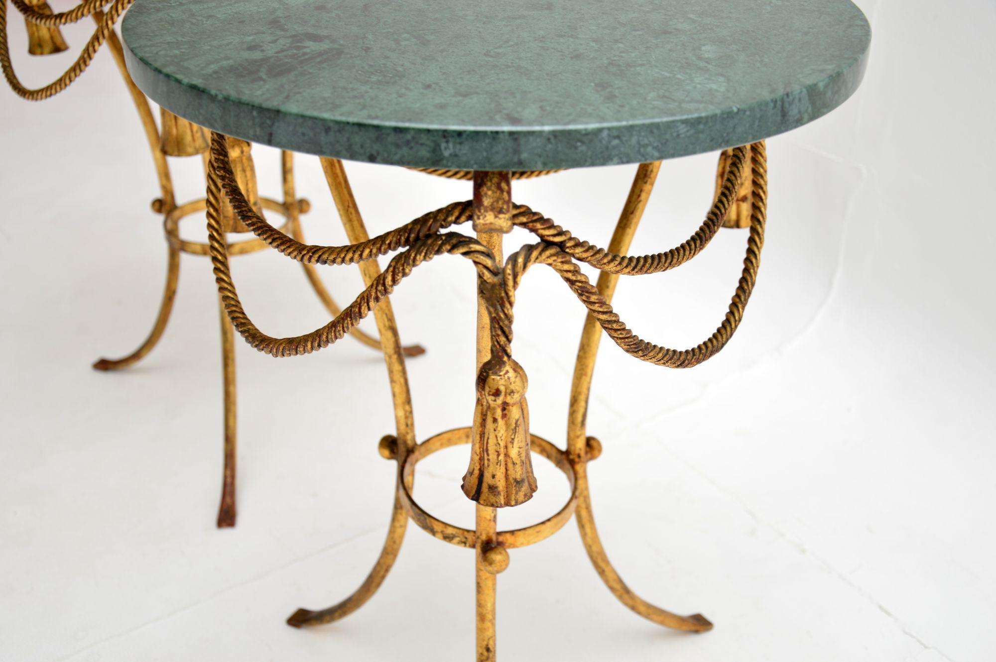 Pair of Antique Italian Gilt Metal and Marble Side Tables For Sale 4