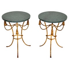 Pair of Antique Italian Gilt Metal and Marble Side Tables Pair of Antique Italian Gilt Metal and Marble Side Tables