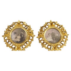 Pair of Antique Italian Giltwood Florentine Photo Frames, 1890