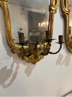 Pair of Antique Italian Giltwood Girandole Mirrors