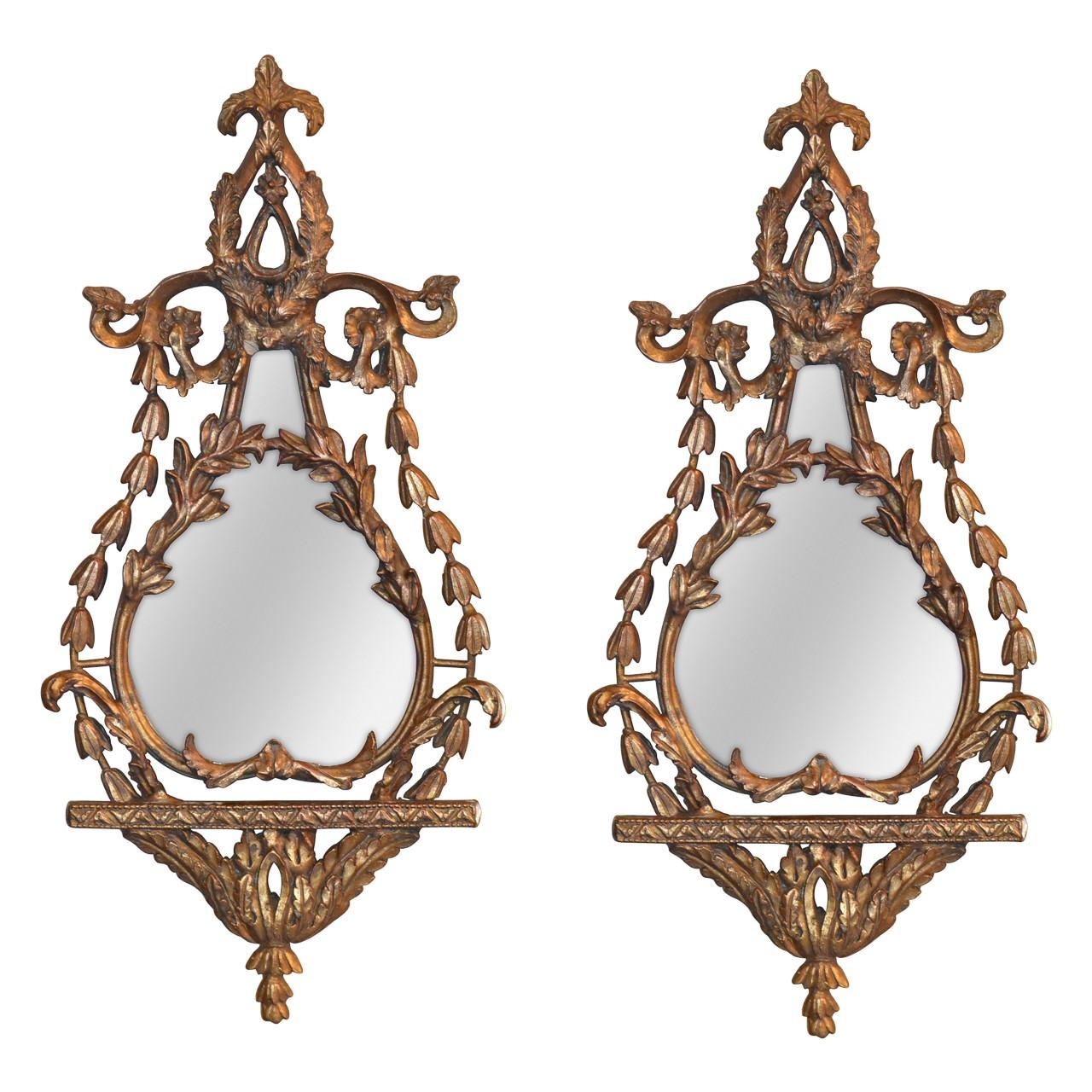 Pair of Antique Italian Giltwood Mirrors