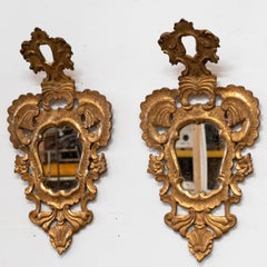 Pair of Antique Italian Giltwood Ornate Mirrors