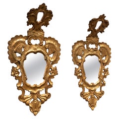 Pair of Antique Italian Giltwood Ornate Mirrors
