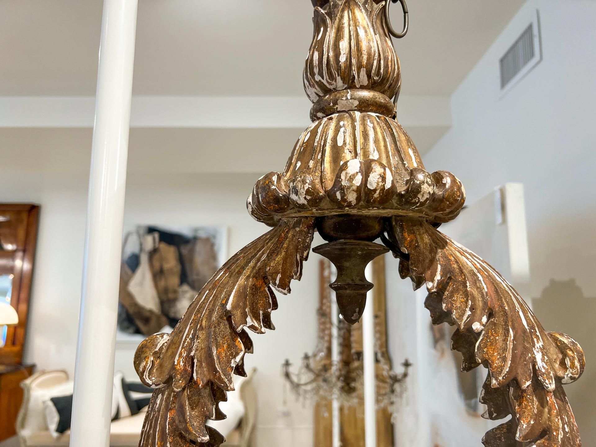 Pair of Antique Italian Gold Leaf and Black Lanterns 5