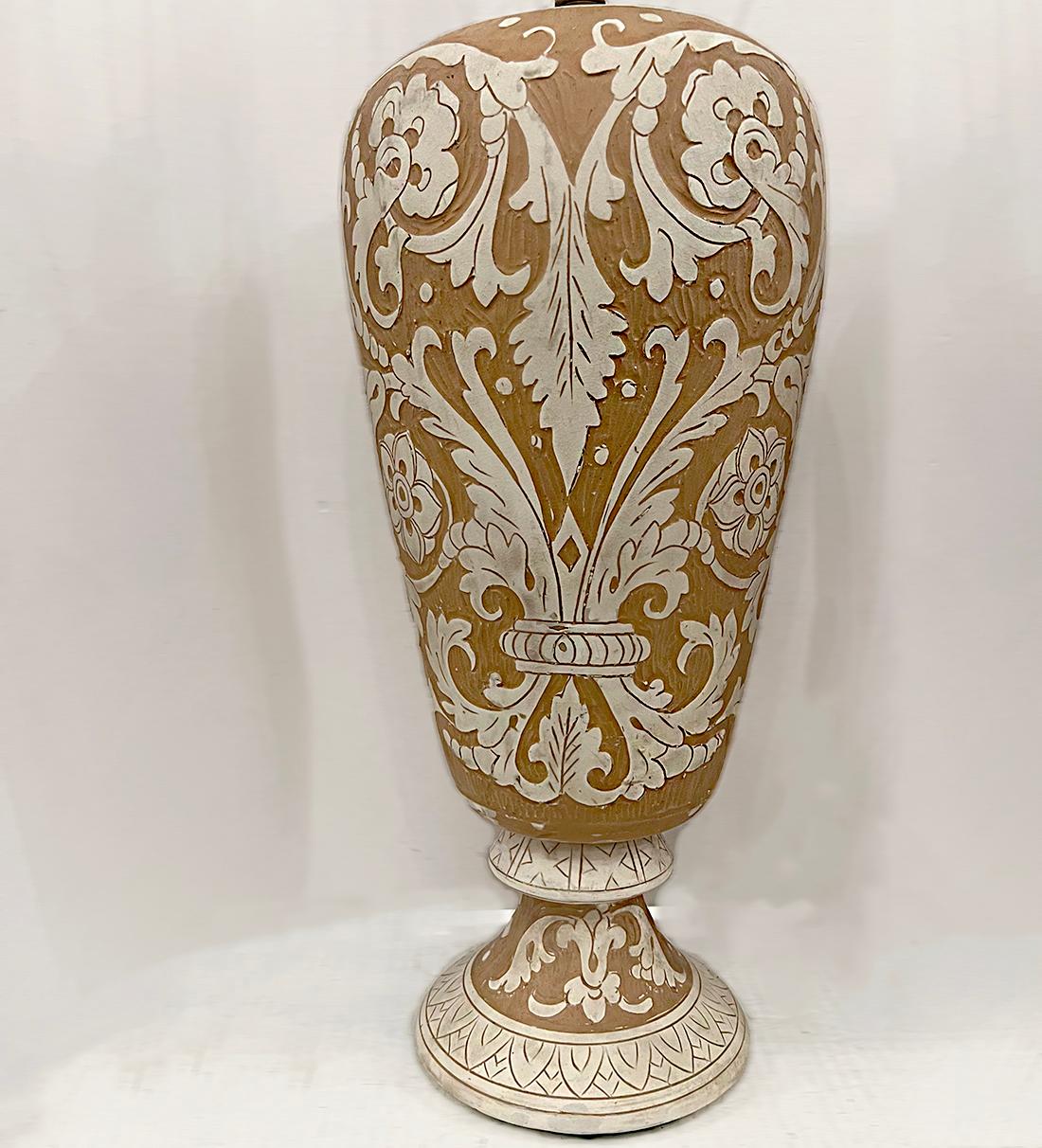 Ceramic Pair of Antique Italian Lamps For Sale