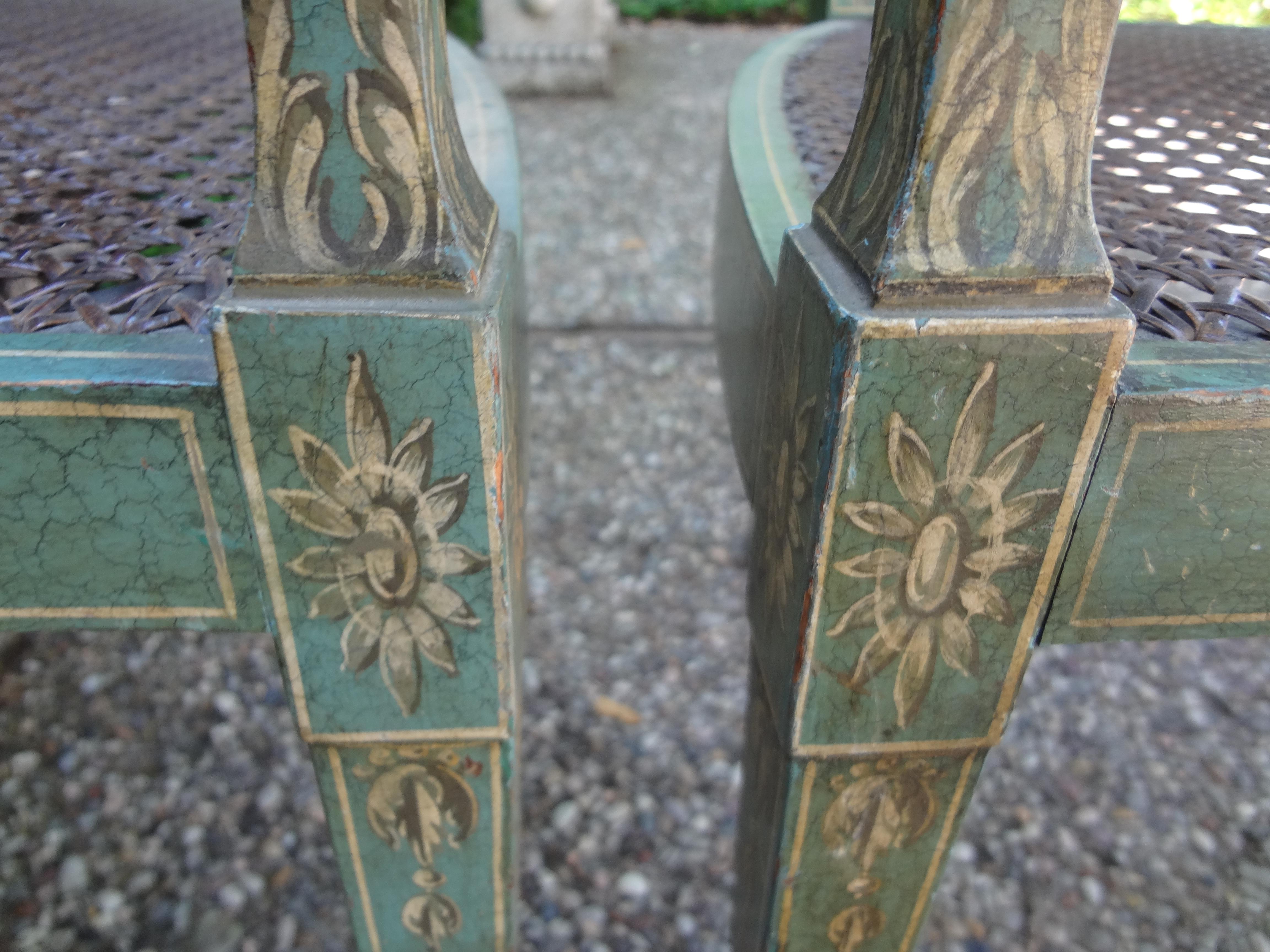 Pair of Antique Italian Louis XVI Style Painted Shield Back Chairs 3
