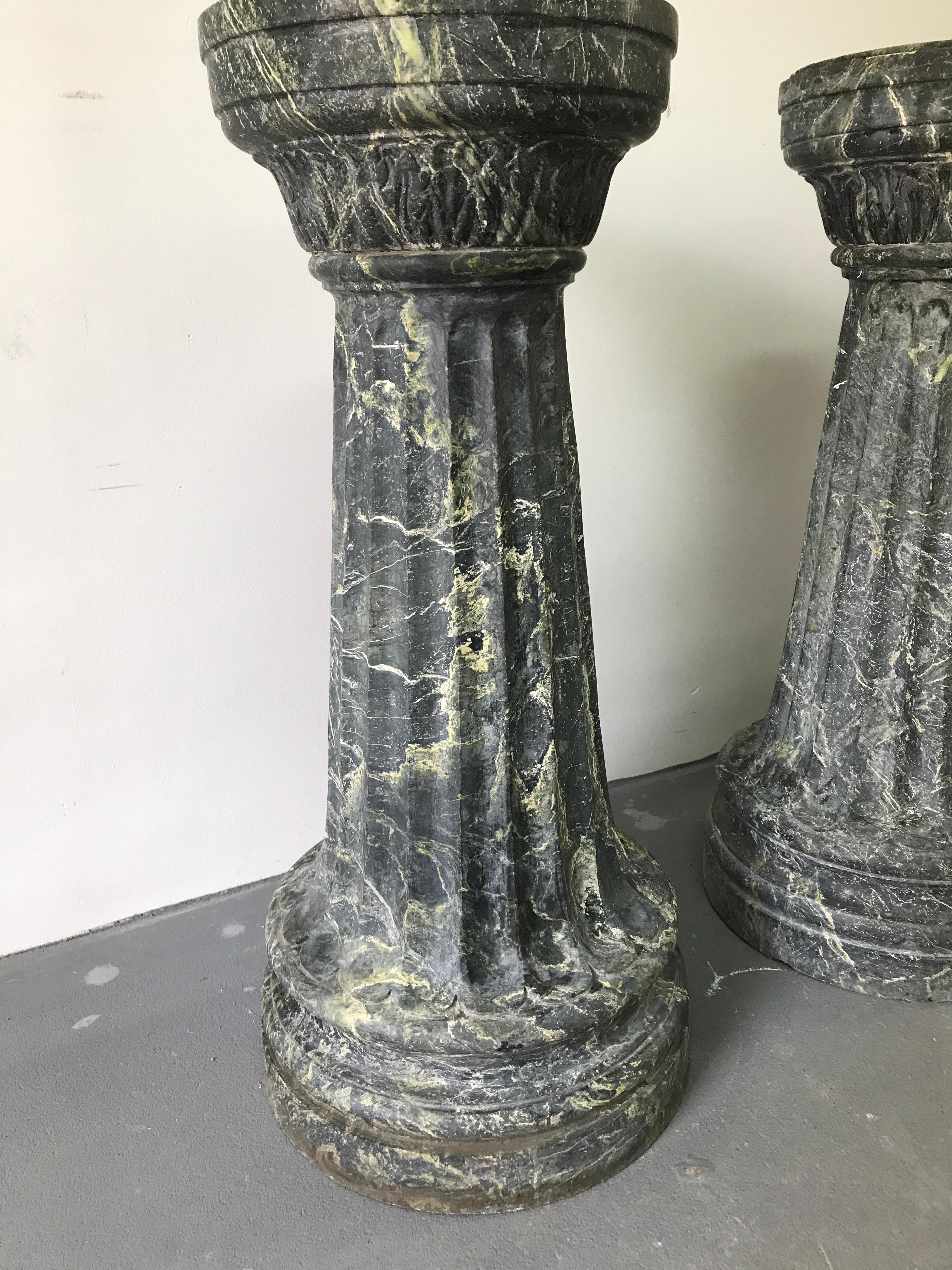 Pair of Antique Italian Marble Columns, Late 19th Century For Sale 3
