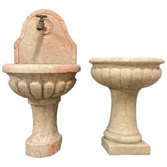 Paar antike italienische Marmorbrunnen aus Marmor