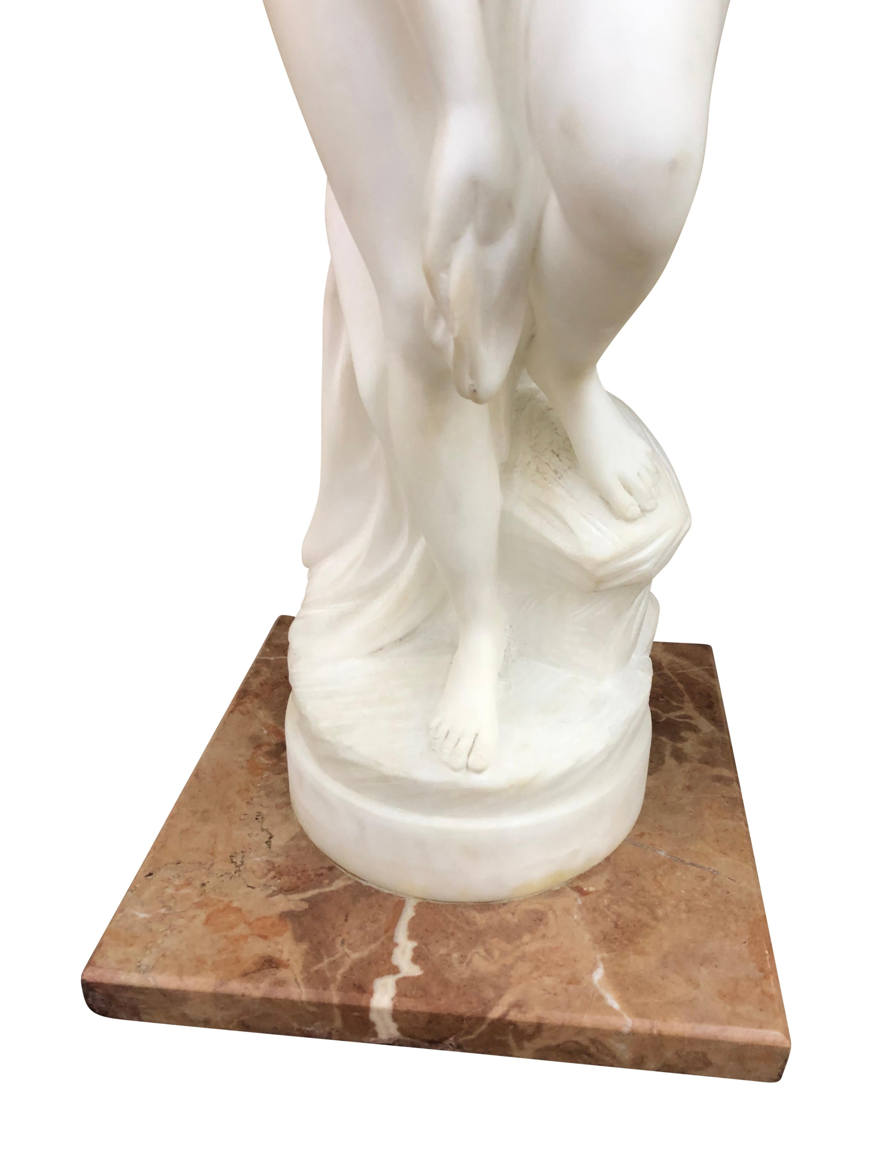 Greco Roman Pair of Antique Italian Marble Sculpture of Classical Female Nude Figures For Sale