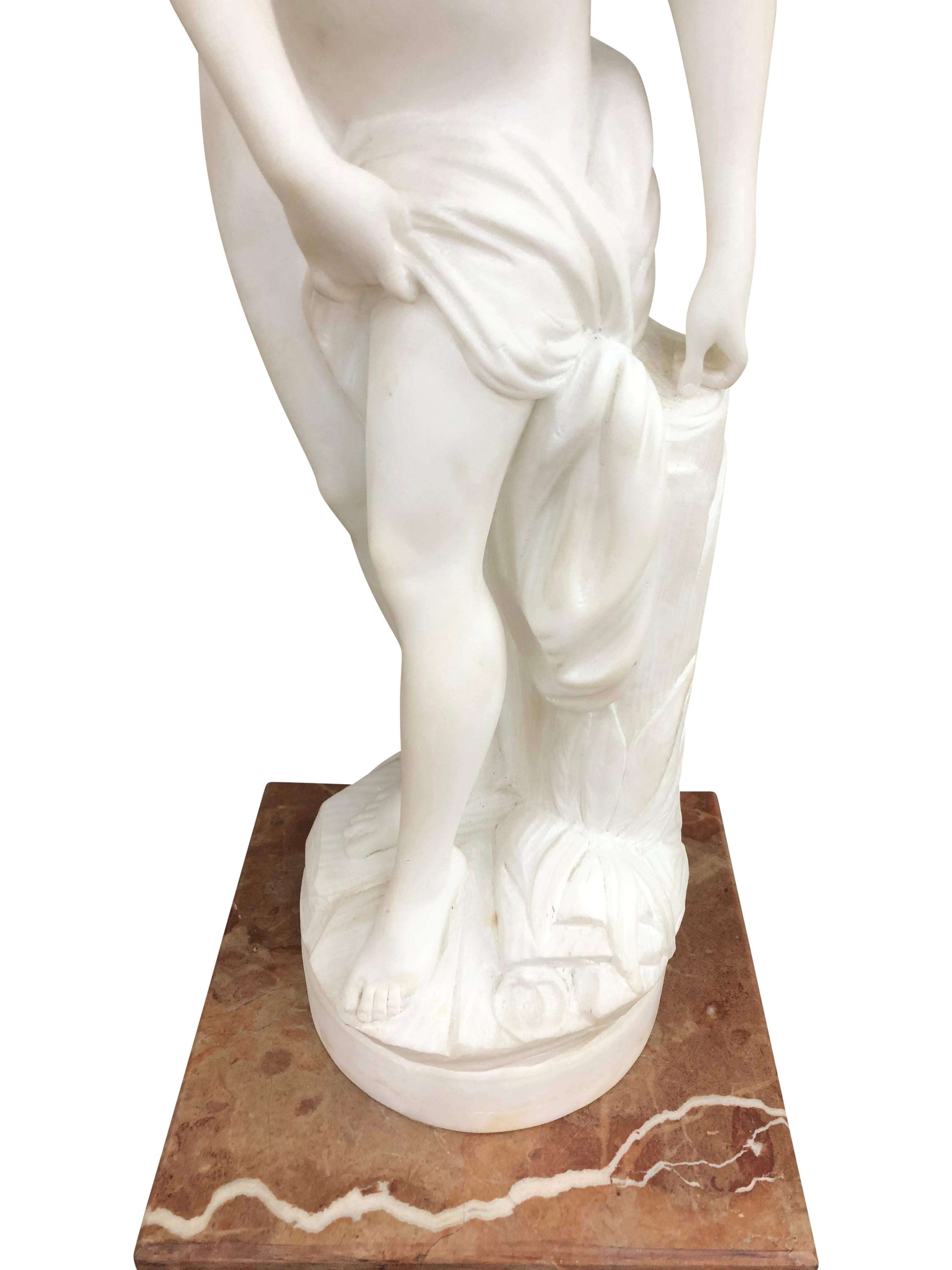 Pair of Antique Italian Marble Sculpture of Classical Female Nude Figures In Good Condition For Sale In Chapel Hill, NC