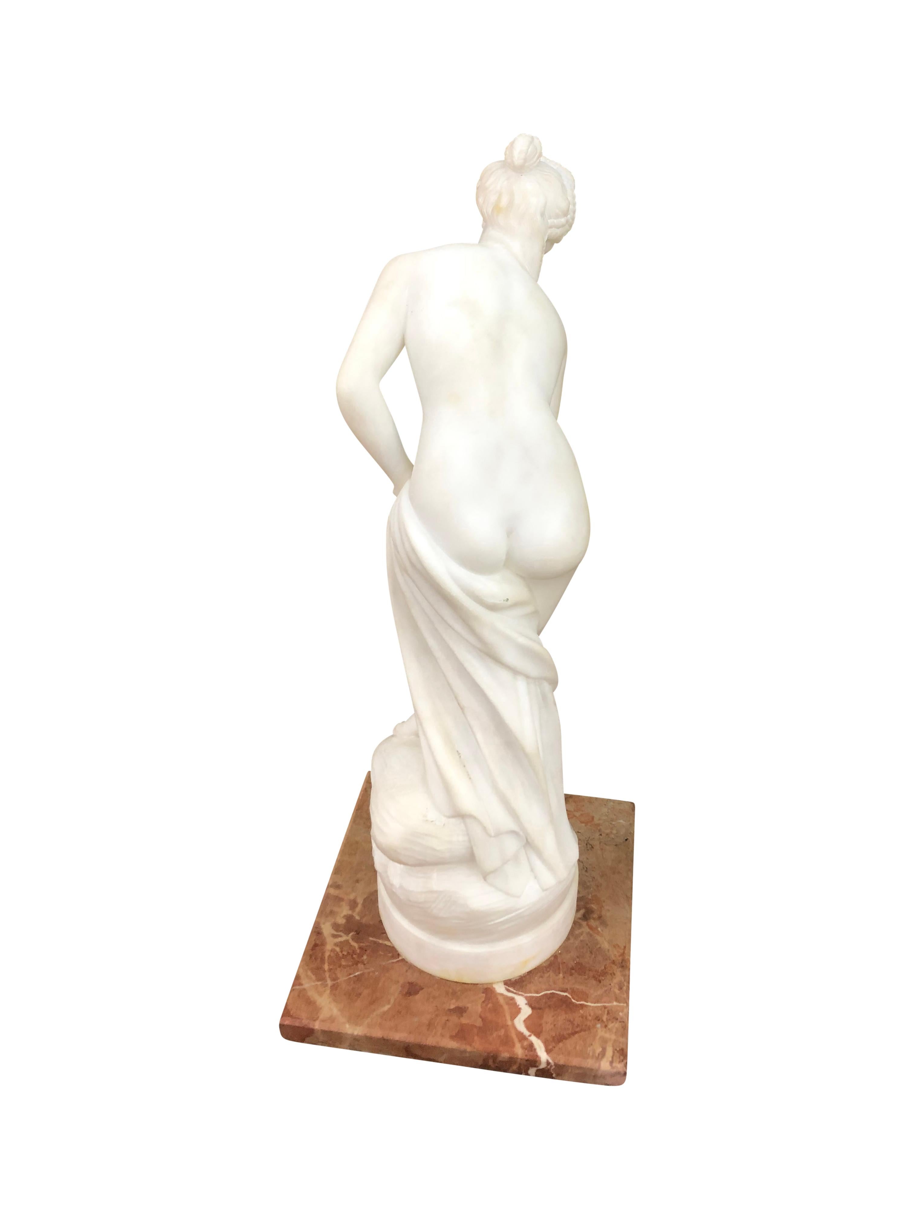 Pair of Antique Italian Marble Sculpture of Classical Female Nude Figures For Sale 3