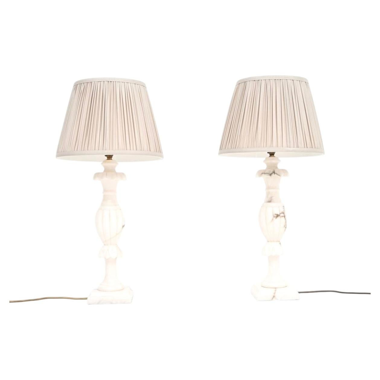 Pair of Antique Italian Marble Table Lamps