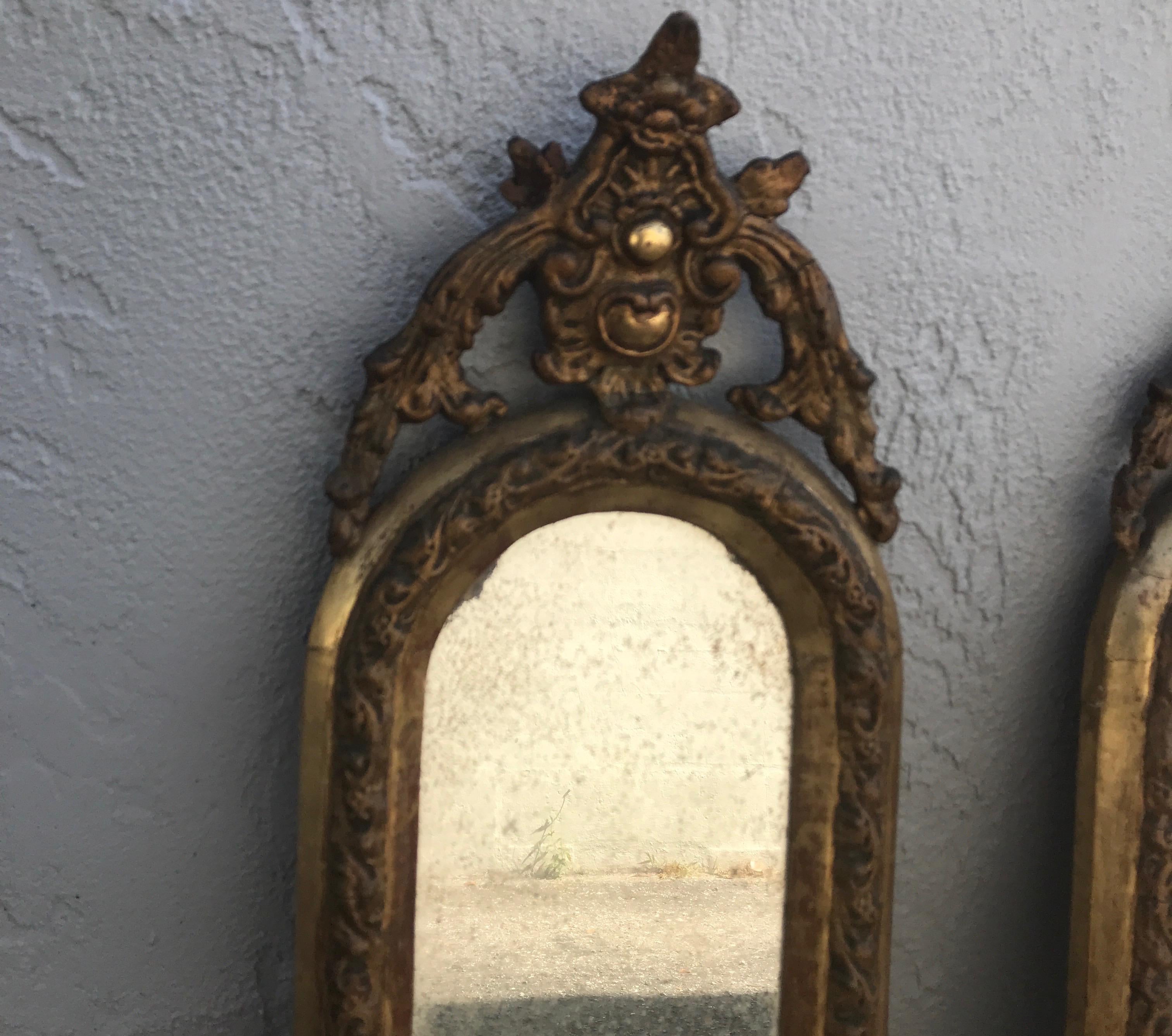 Pair of Antique Italian Mirrored Wall Brackets For Sale 5