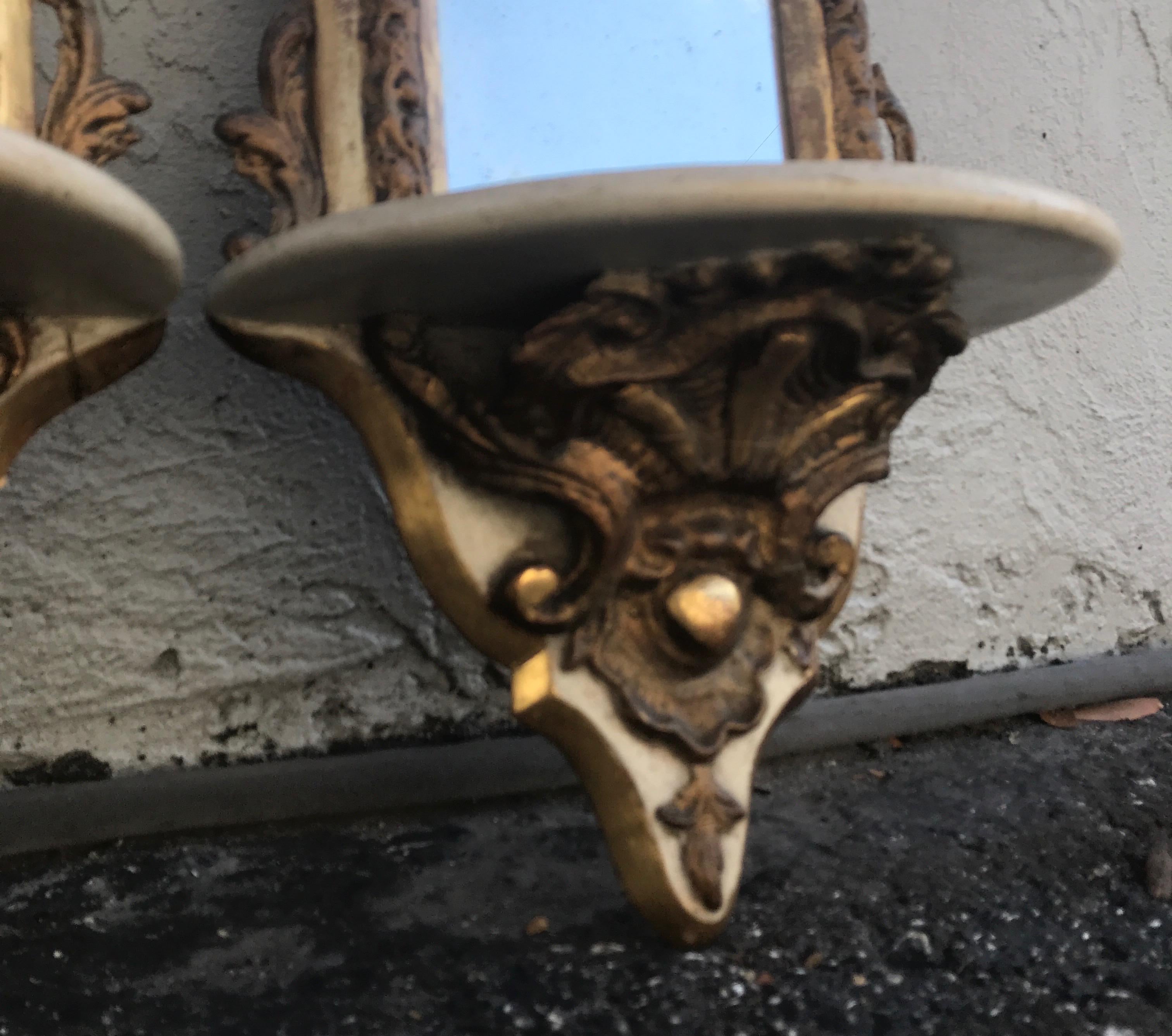 Pair of Antique Italian Mirrored Wall Brackets For Sale 7