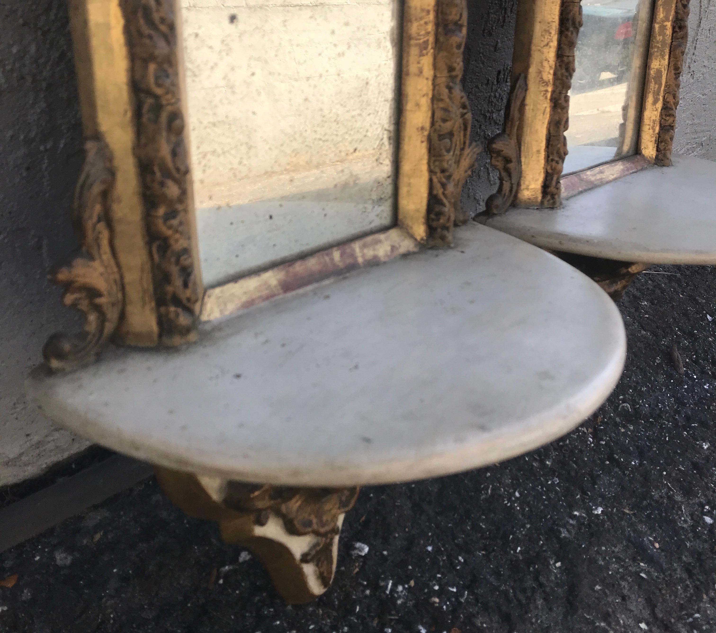 Pair of Antique Italian Mirrored Wall Brackets For Sale 12