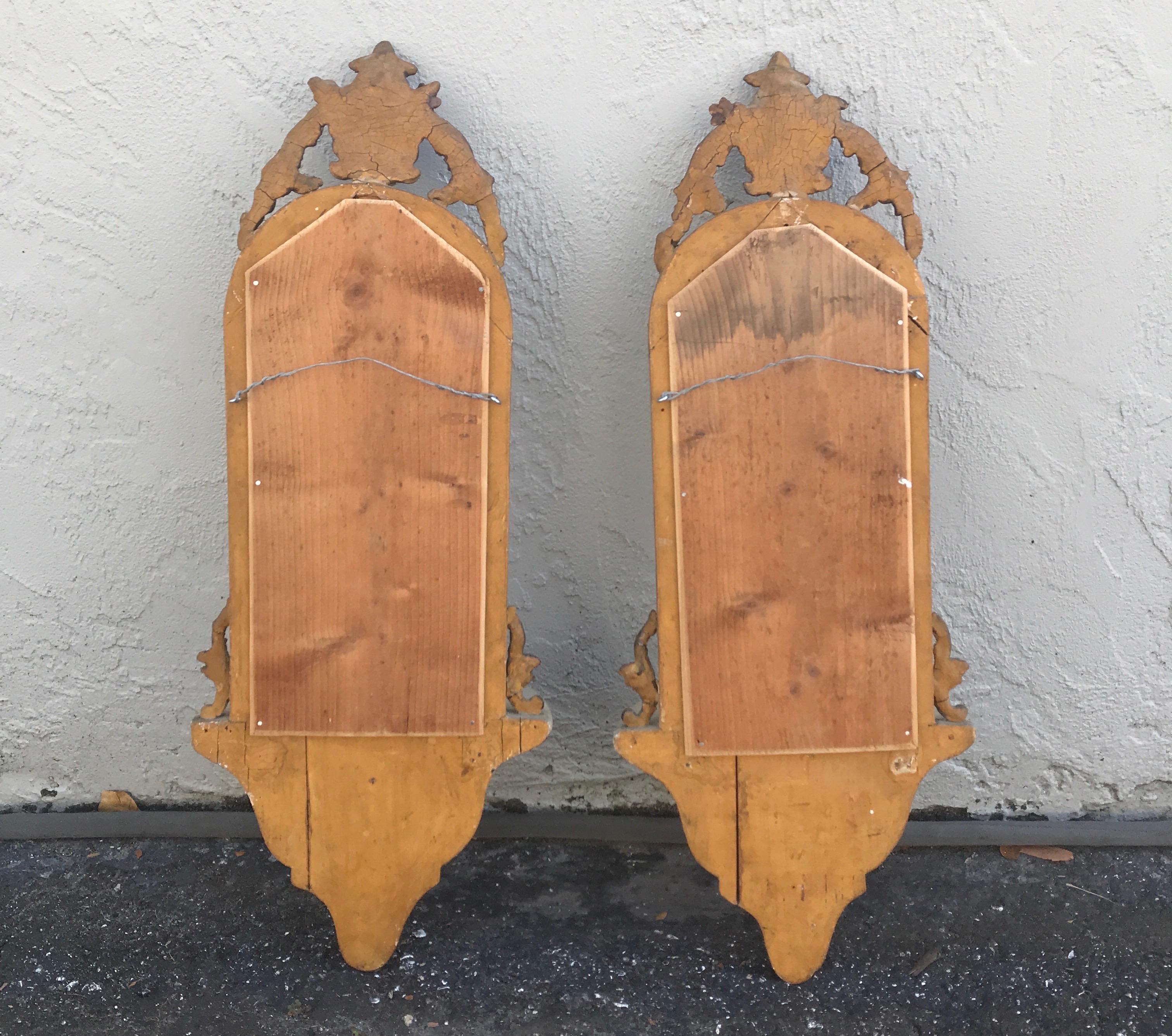 Pair of Antique Italian Mirrored Wall Brackets For Sale 13