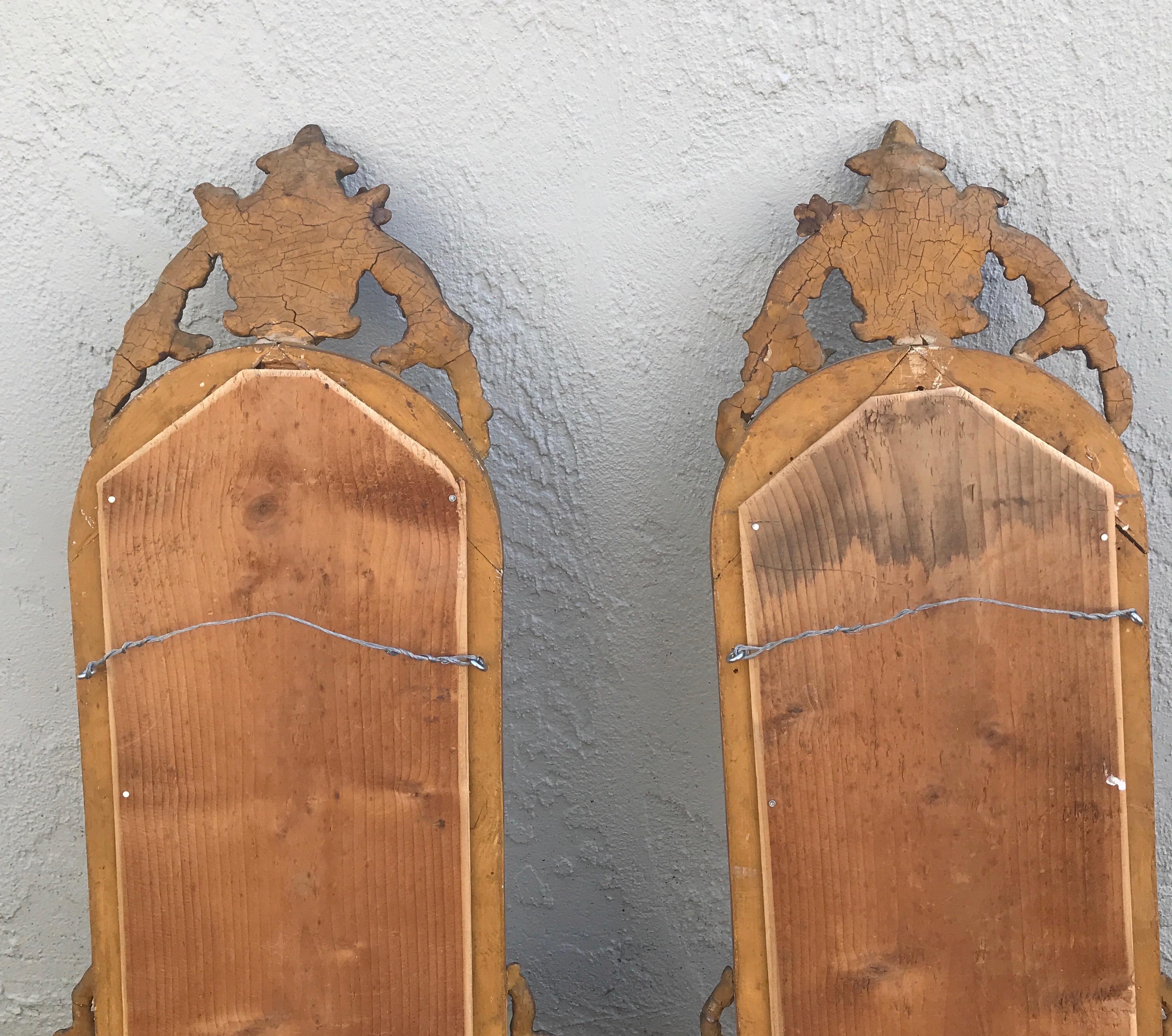 Pair of Antique Italian Mirrored Wall Brackets For Sale 15