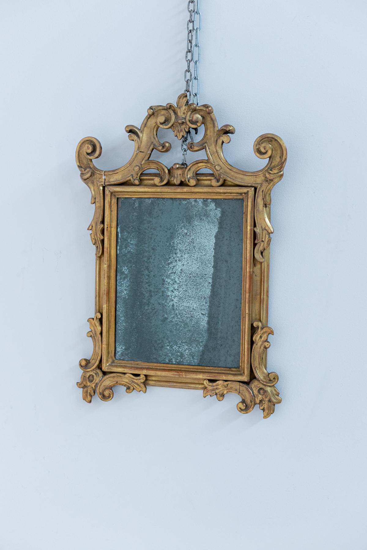 Pair of Antique Italian Mirrors in Gilded Wood 10