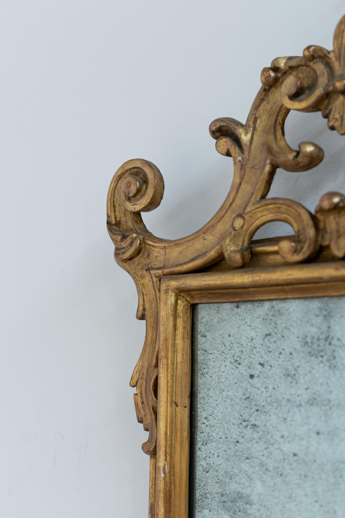 Pair of Antique Italian Mirrors in Gilded Wood 2