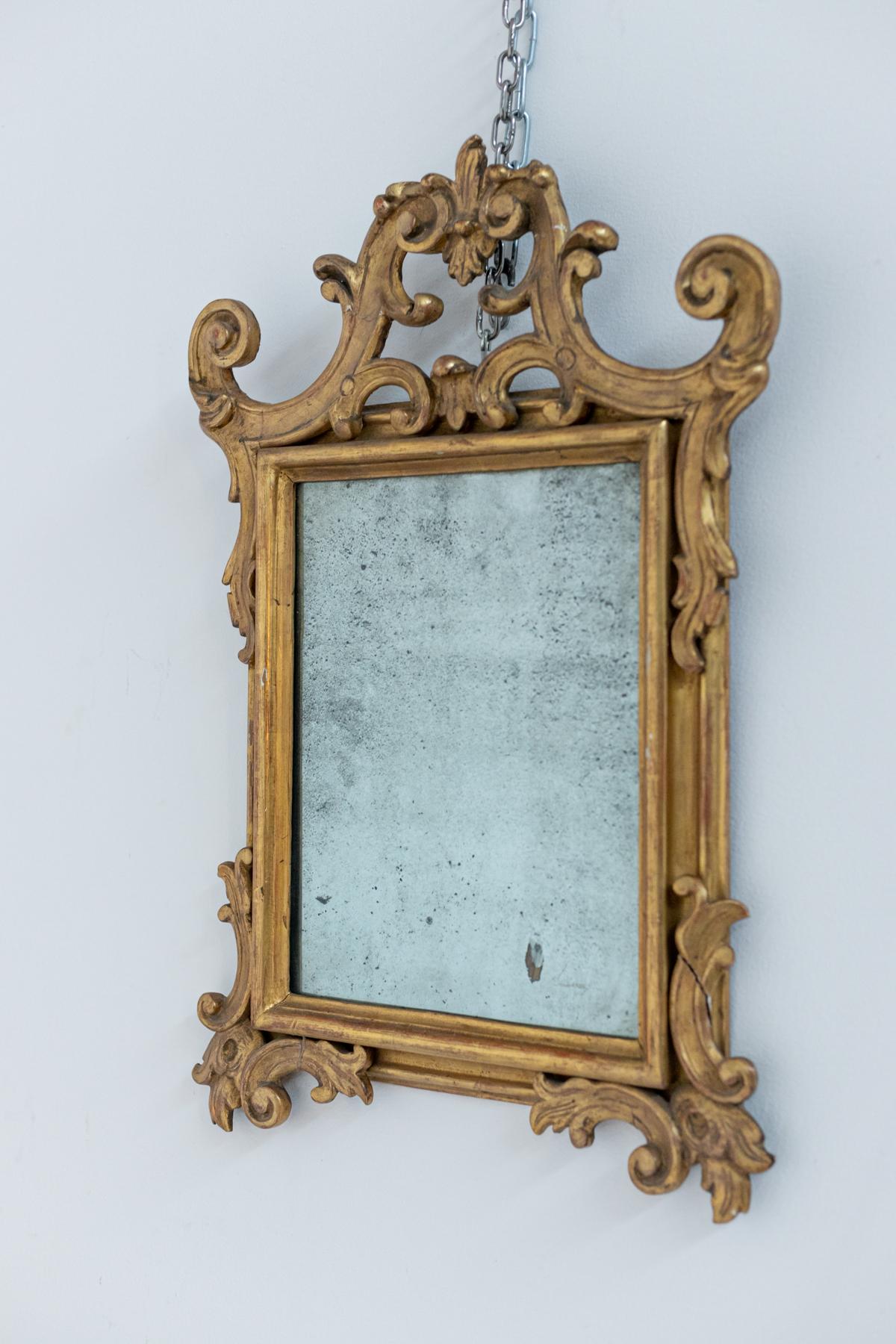 Pair of Antique Italian Mirrors in Gilded Wood 3