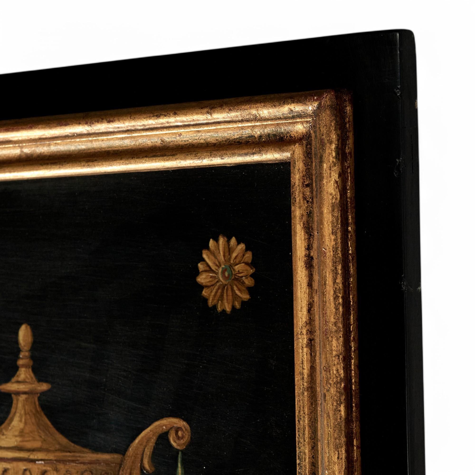 Pareja de Espejos de Pared Antiguos Italianos Neo Clásicos con Trompe L'oeil en venta 4