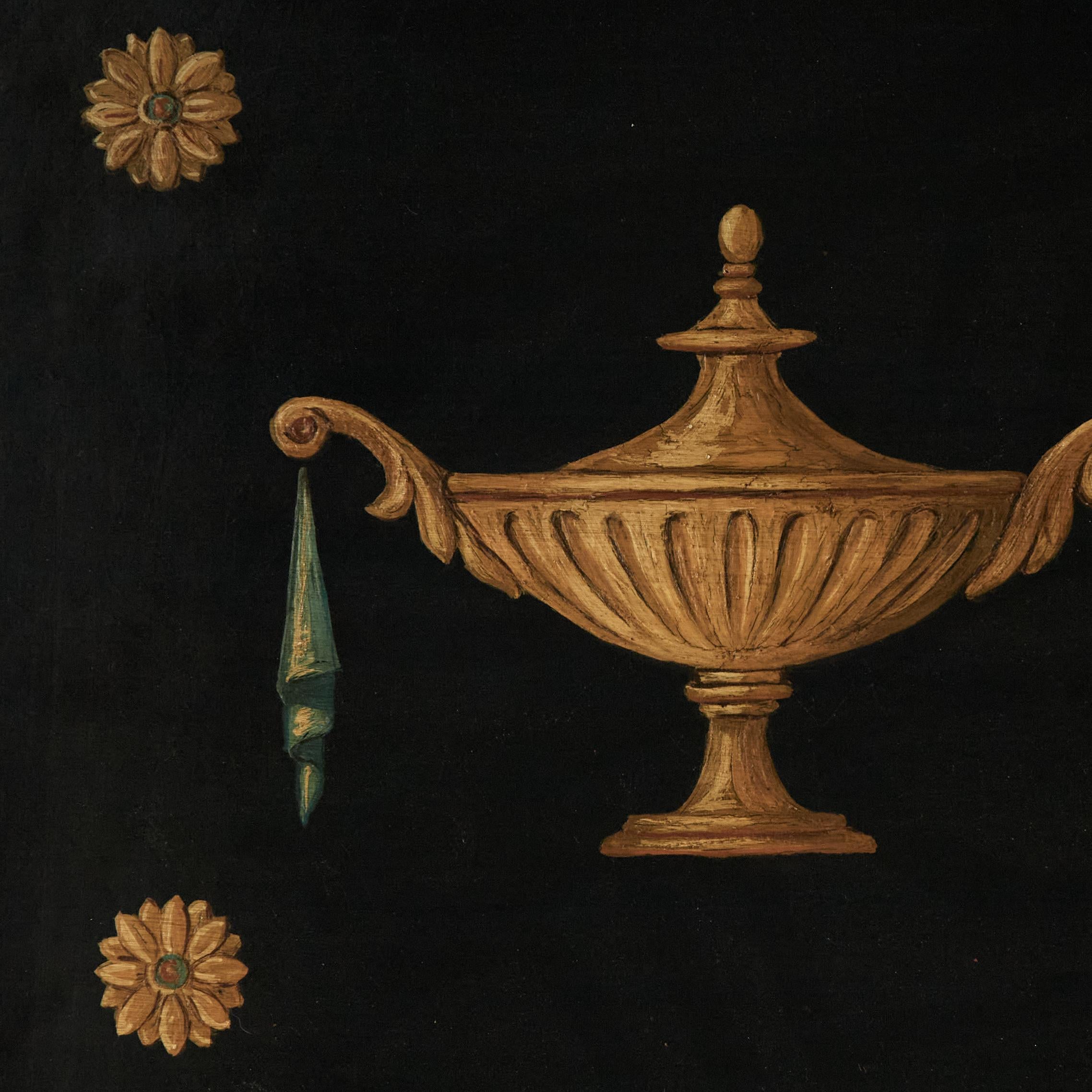 Pareja de Espejos de Pared Antiguos Italianos Neo Clásicos con Trompe L'oeil en Bueno estado para la venta en Palm Beach, FL