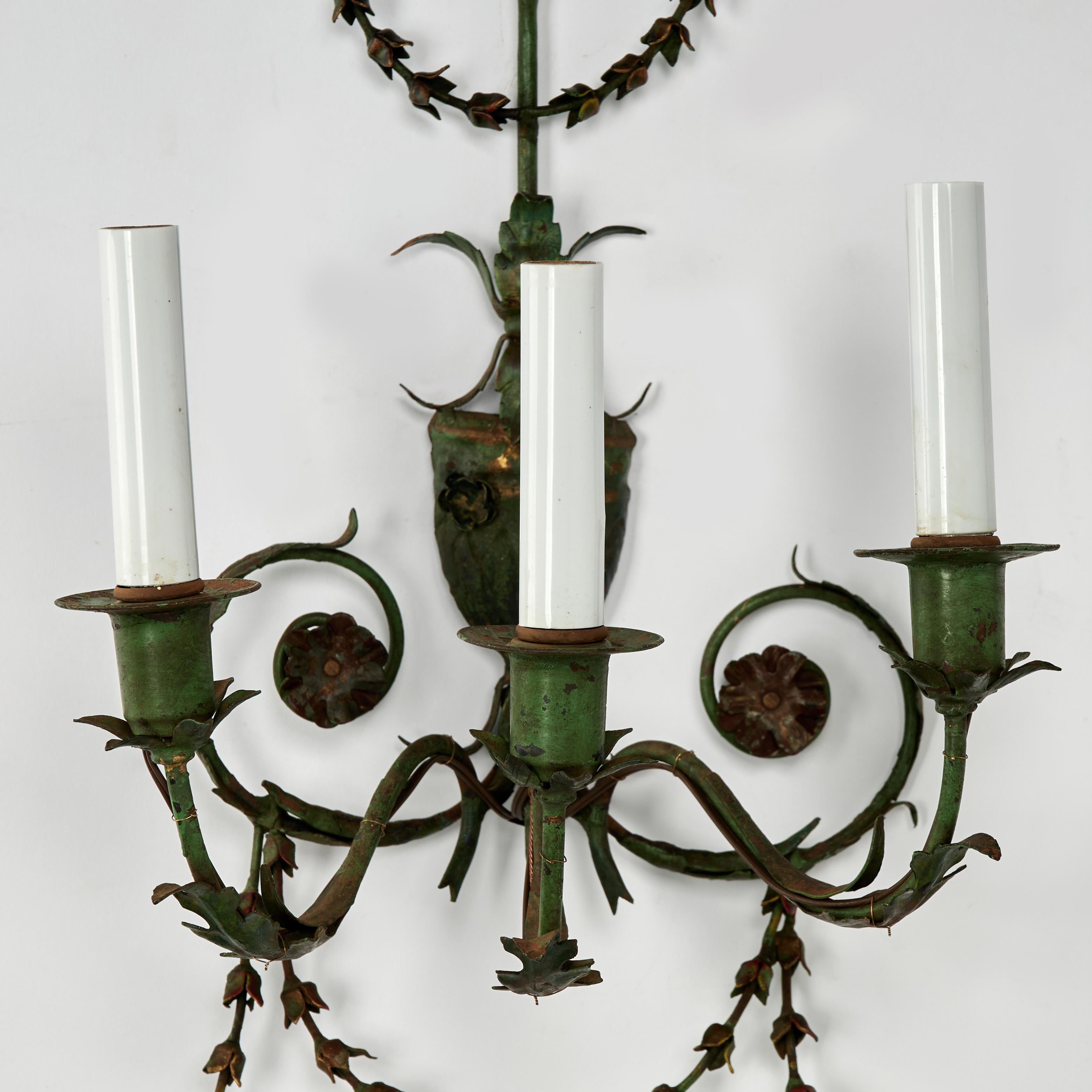 Pair of Antique Italian Neo Classic Wall Sconces In Good Condition For Sale In Palm Beach, FL