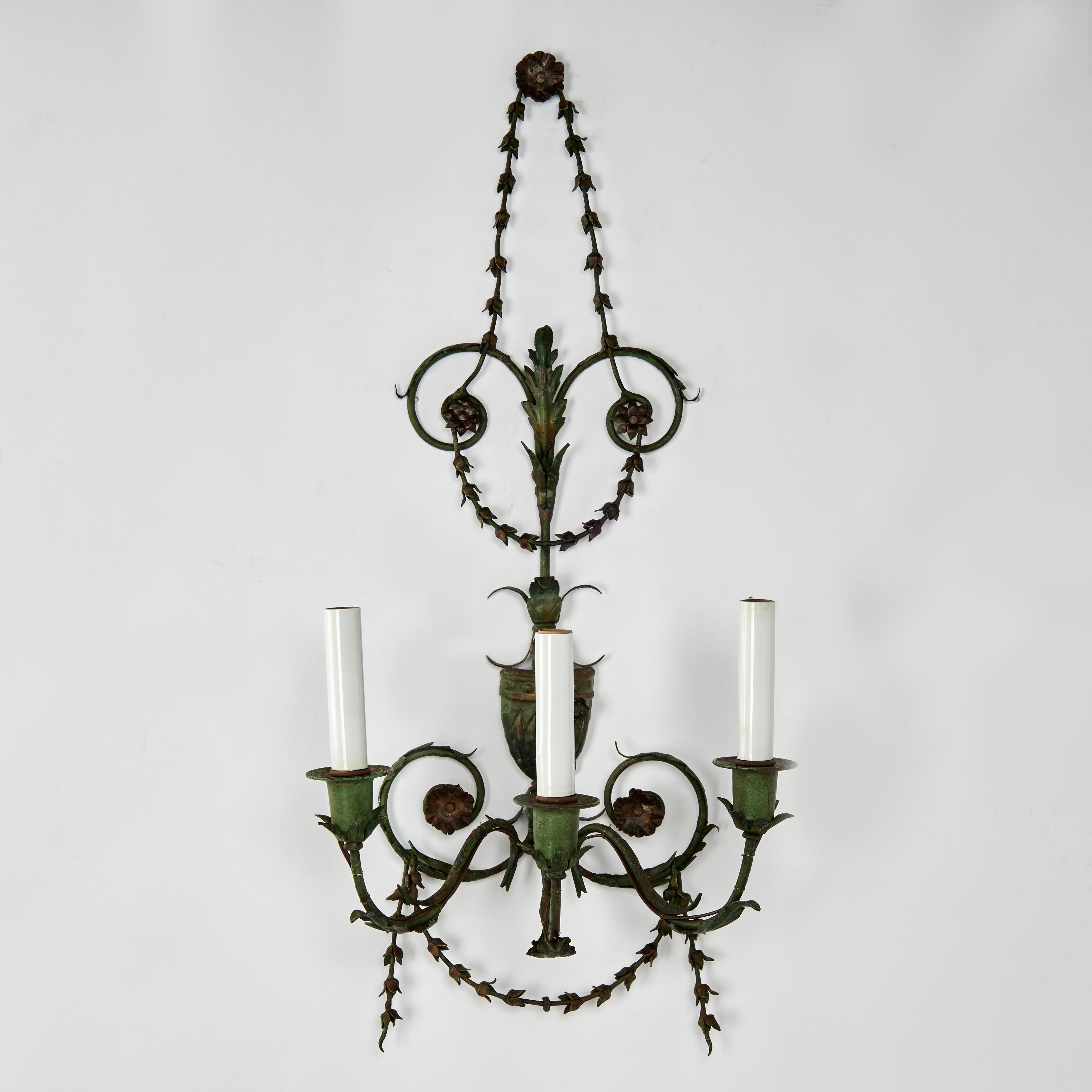 Pair of Antique Italian Neo Classic Wall Sconces For Sale 1