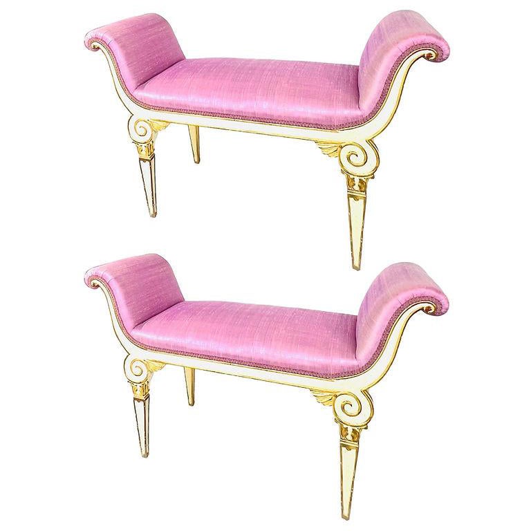 Coppia di antiche panche neoclassiche italiane