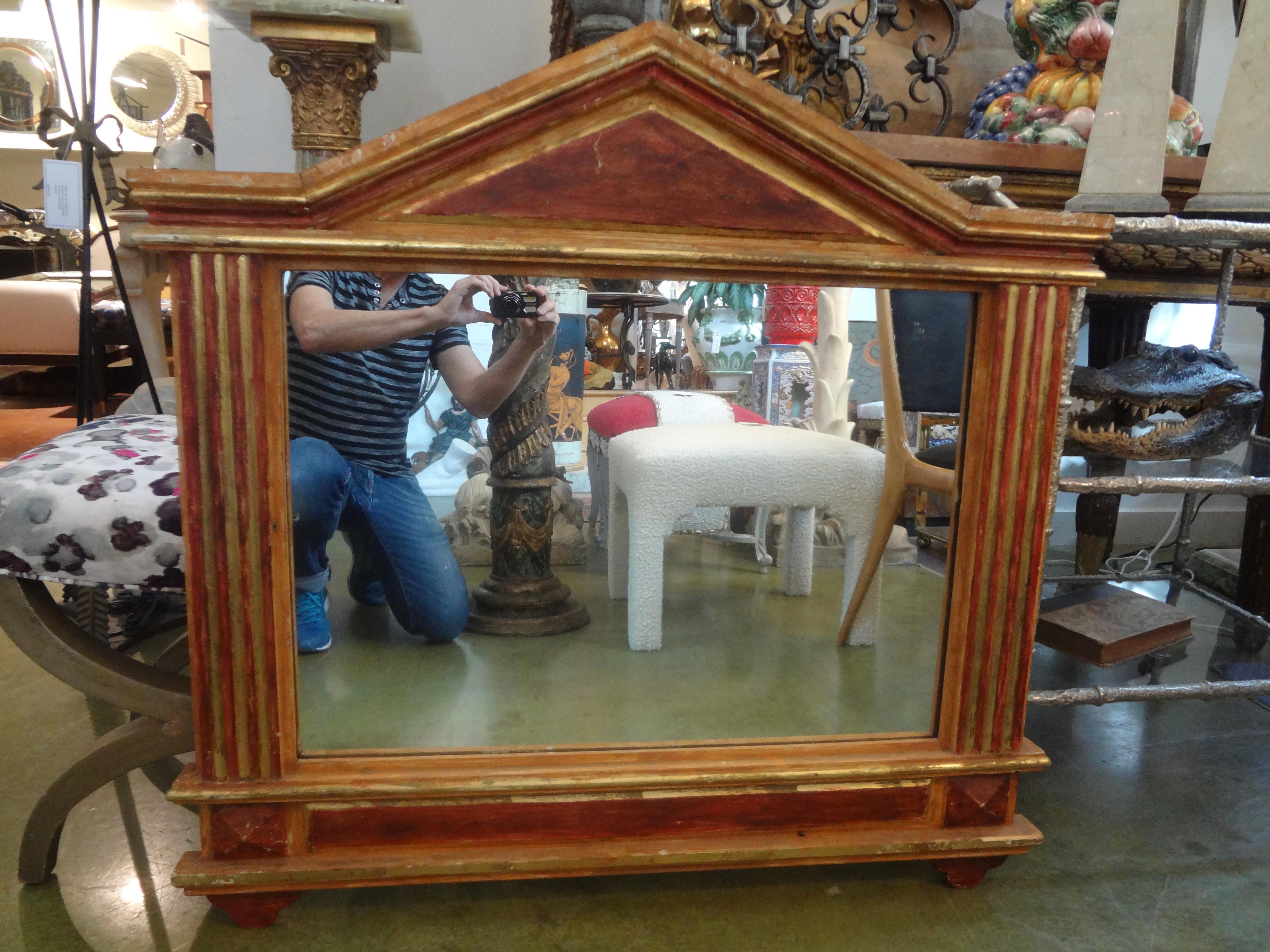 Pair of Italian Mirrors, Neoclassical Style Painted and Giltwood In Good Condition For Sale In Houston, TX