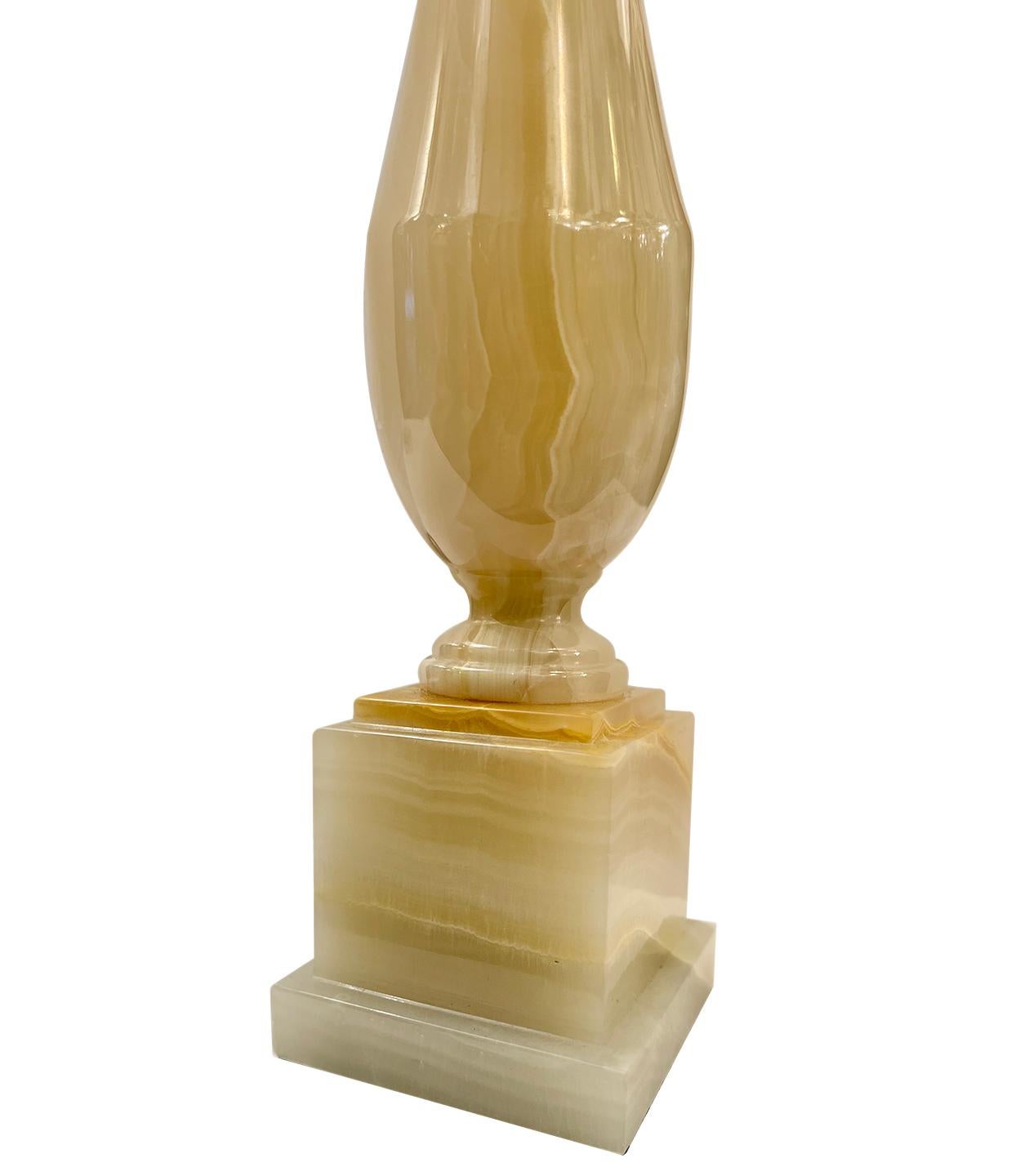 Pair of Antique Italian Onyx Lamps For Sale 1