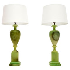 Pair of Antique Italian Onyx Table Lamps