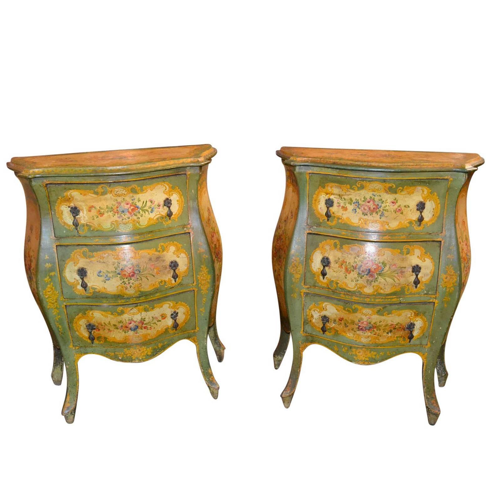 Pair of Antique Italian Painted Chests