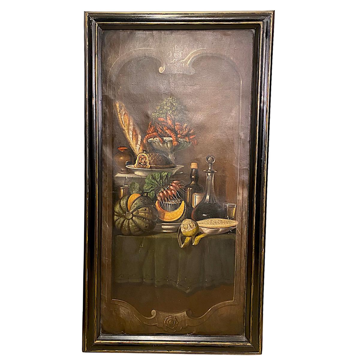 Hand-Painted Pair of Antique Italian Paintings For Sale