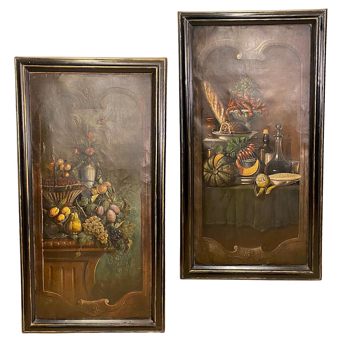 Pair of Antique Italian Paintings For Sale