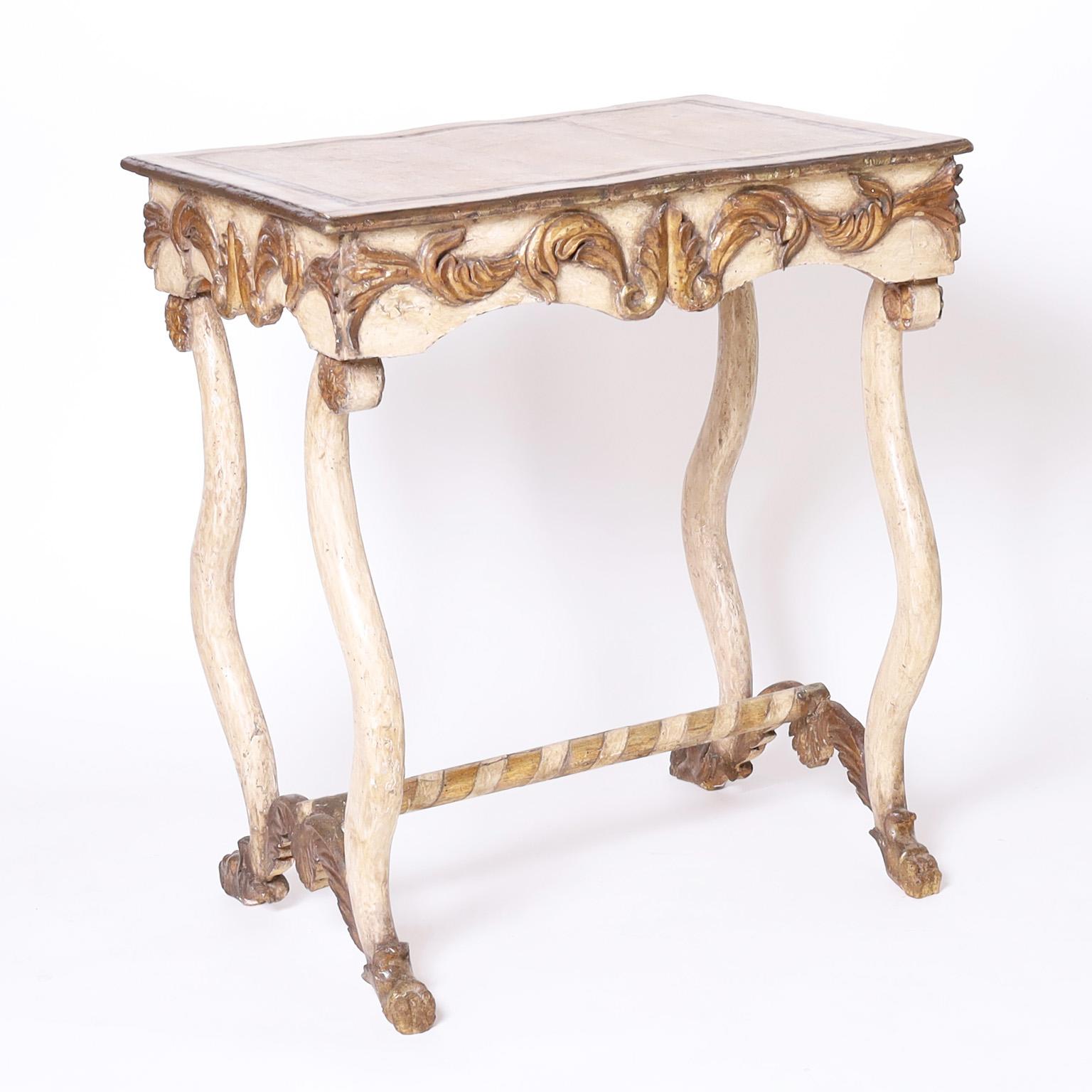 Pair of Antique Italian Rococo Painted Tables or Stands In Good Condition In Palm Beach, FL